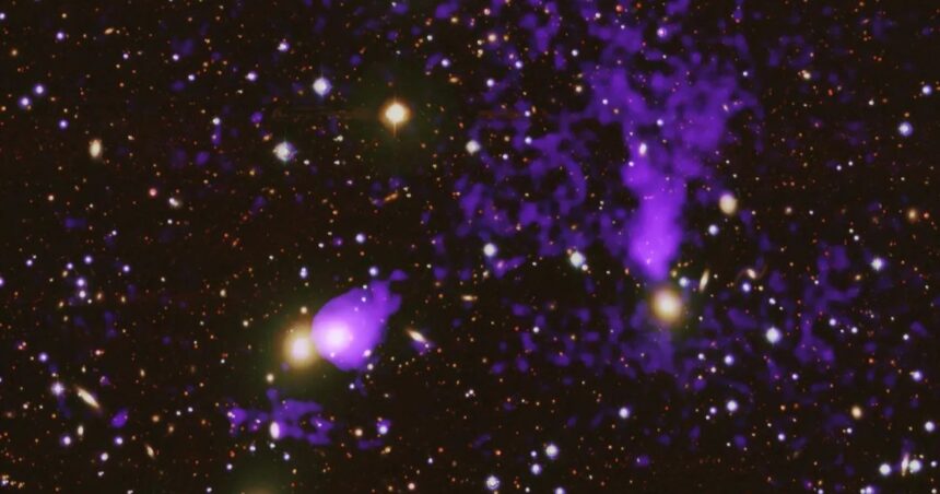 Chandra X-ray Telescope Spots Gas Streams Crossing in Distant Galaxy Cluster