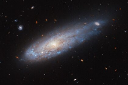 Hubble Telescope Captures Spiral Galaxy Racing Through Crowded Cluster