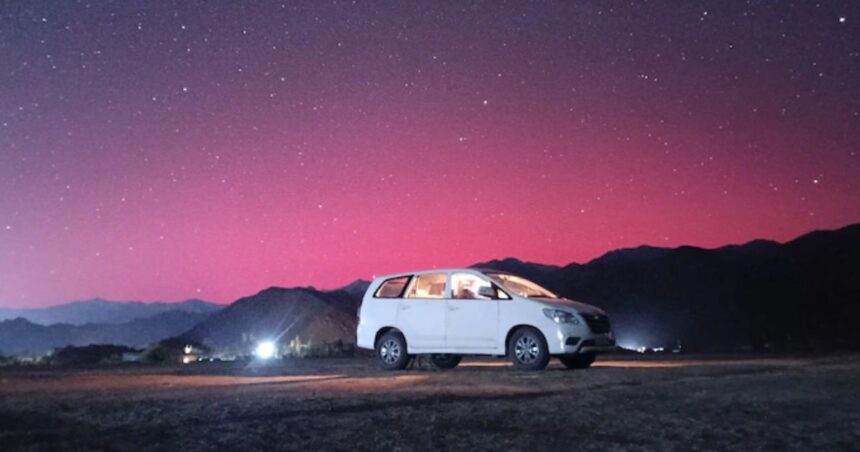 Leh's Night Sky Dazzles with Rare Aurora Amid Geomagnetic Storm